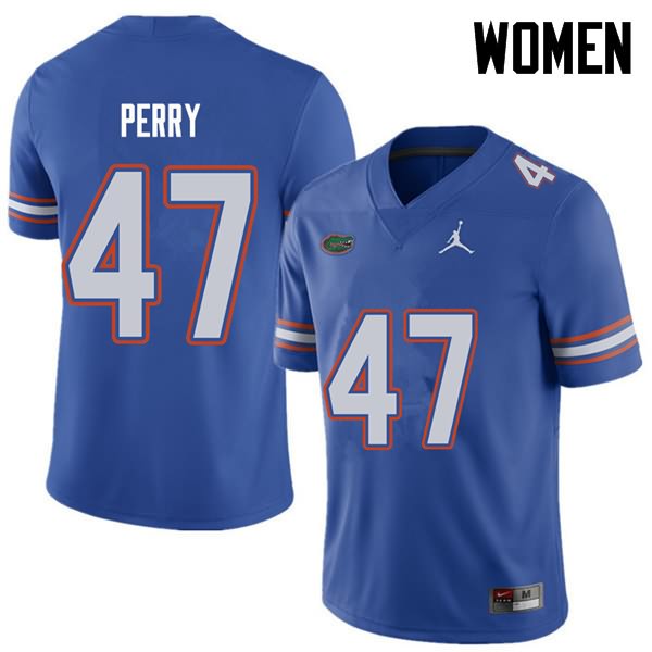 Women's NCAA Florida Gators Austin Perry #47 Stitched Authentic Jordan Brand Royal College Football Jersey VOW8665WI